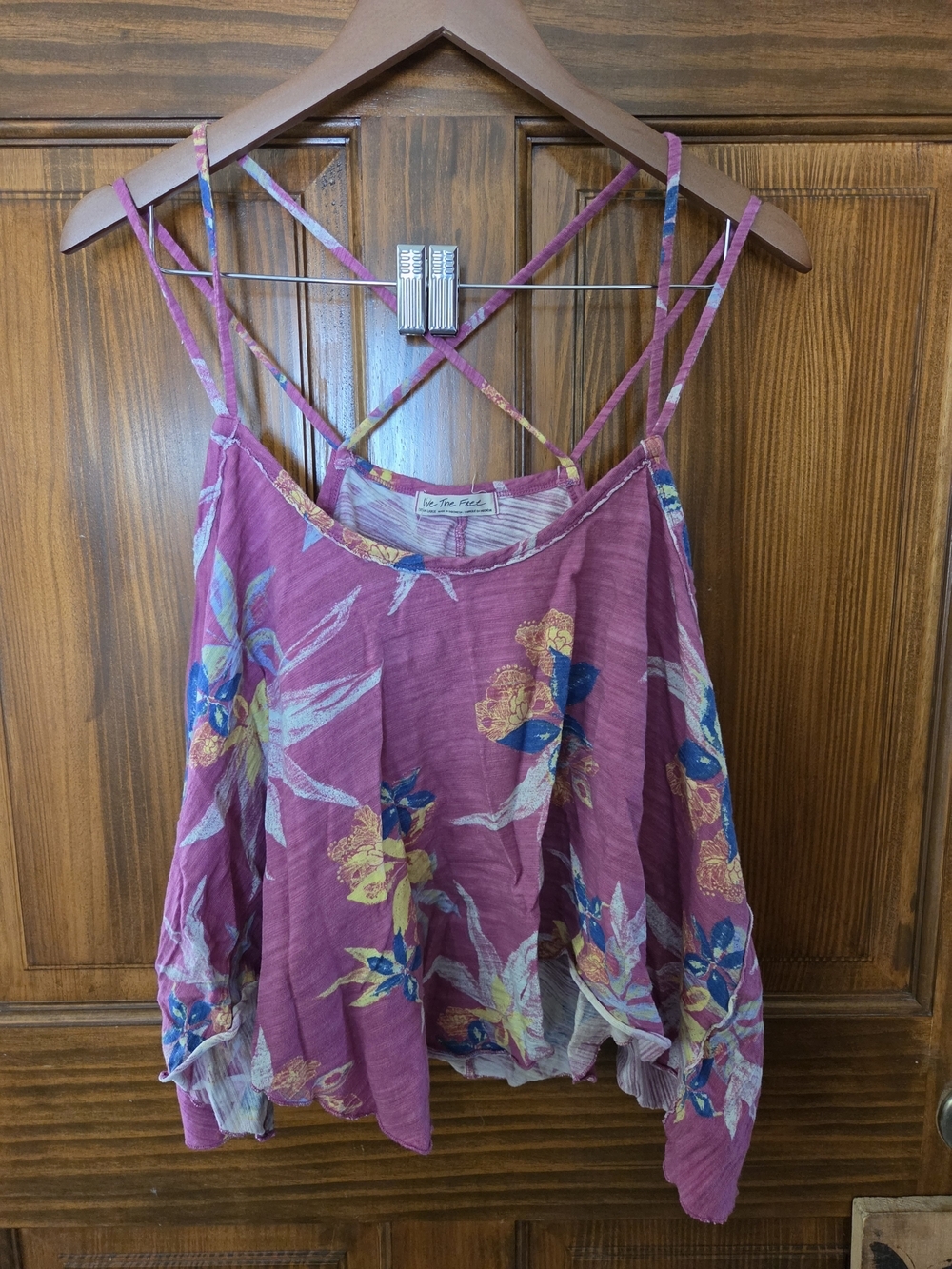 Free People Plum Floral Strappy Camisole